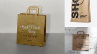 9013+ Kraft Paper Shopping Bag PSD Mockup Half Side View Hero Shot Custom Mockup Graphic Design