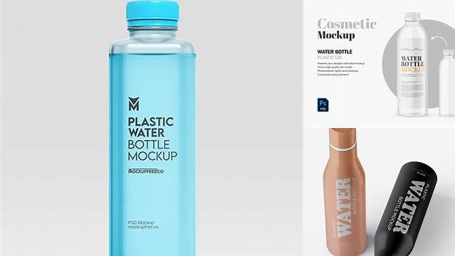 9017+ 350ml Plastic Water Bottle PSD Mockup Easy-to-Edit PSD