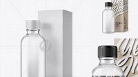 9019+ 50ml Clear Glass ?osmetic Bottle with Kraft Box PSD Mockup Professional Quality Freebie PSD File