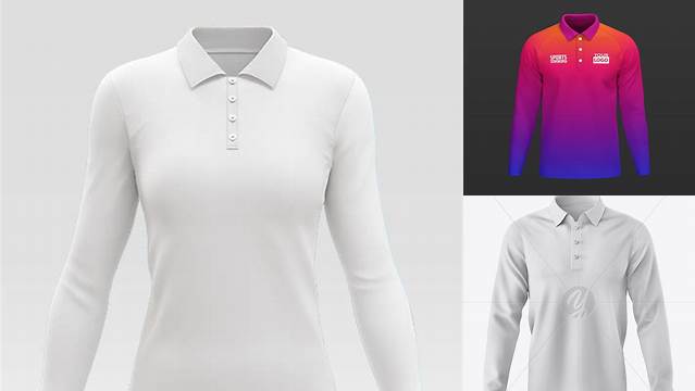 9019+ Long Sleeve Polo Mockup Free High-End Layered Mockup Free