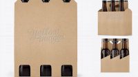 9021+ Kraft 6 Pack Amber Bottle Carrier PSD Mockup Halfside View Free Downloadable Graphic Resource