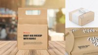 9024+ Kraft Paper Box With Handle PSD Mockup Half Side View Premium Free Graphic Resource