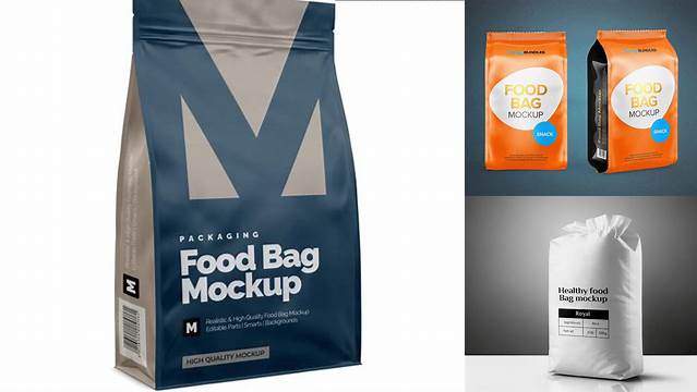 9025+ 4lb Food Bag PSD Mockup Half Side View Modern Design PSD Resource Free Download