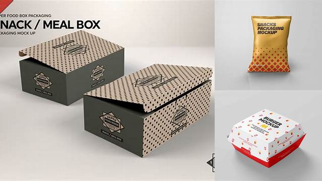 9026+ 12 Snacks Closed Box PSD Mockup Half Side View Download Customizable PSD