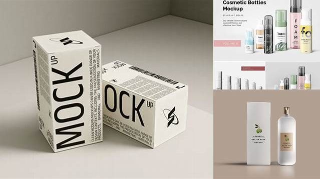 9026+ Metallic Cosmetic Bottle with Paper Box PSD Mockup Professional Quality PSD Freebie