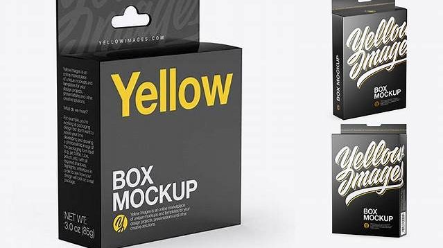 9027+ Glossy Box with Hang Tab PSD Mockup Half Side View Elegant Free Graphic Resource