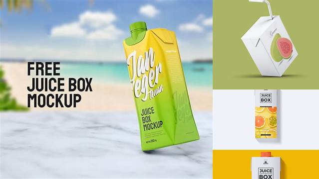 9028+ 330ml Juice Carton Package PSD Mockup Creative Layered Mockup Freebie