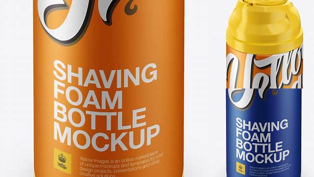 9030+ Matte Metallic Shaving Foam Bottle With Cap PSD Mockup Digital Download