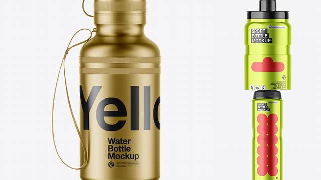 9032+ Metallic Sport Bottle with Lace PSD Mockup High-Resolution Graphic