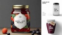 9033+ Glass Cherry Jam Jar PSD Mockup High-Angle Shot Free Photoshop Mockup Design