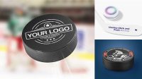 9034+ Hockey Puck PSD Mockup Front View Elegant and Stylish Free PSD