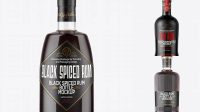 9037+ Clear Glass Bottle with Black Rum PSD Mockup Exclusive and Stylish Design PSD