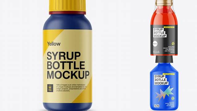 9039+ Matte Syrup Bottle PSD Mockup High-Quality Design Free PSD