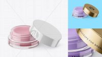 904+ 5ml Opened Lip Balm Jar with Matte Cap PSD Mockup High-Angle Shot Download Free