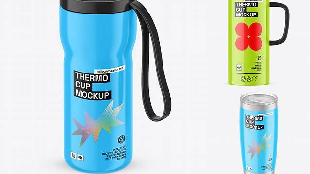 904+ Glossy Thermo Cup With Cap PSD Mockup Best for Showcase