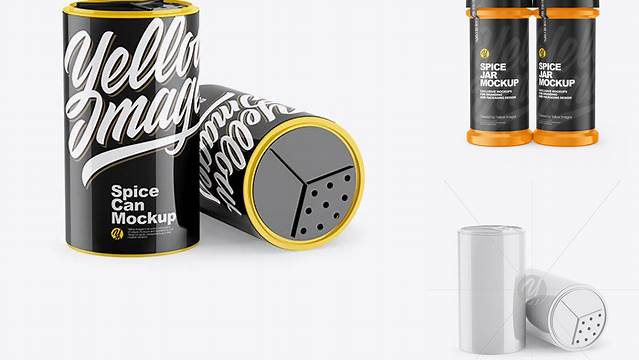 9043+ Two Glossy Spice Cans PSD Mockup Best Free Mockup PSD