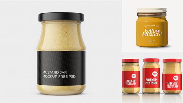 9045+ Mustard Jar PSD Mockup Exclusive and Stylish Design PSD