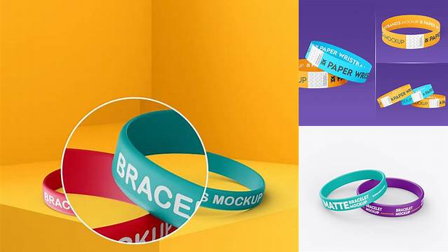 9046+ Glossy Bracelet With Paper Label PSD Mockup Digital Download PSD for Free