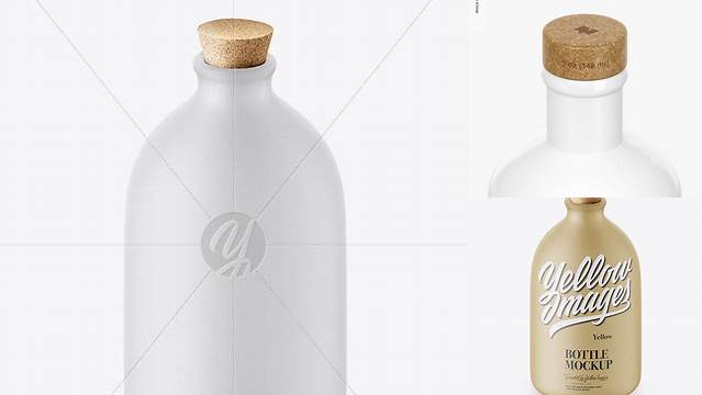 9047+ Ceramic Bottle With Cork PSD Mockup High-Angle Shot Exclusive PSD Design Freebie