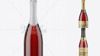 9056+ Dark Red Champagne Bottle HQ PSD Mockup Front View Exclusive Editable PSD File