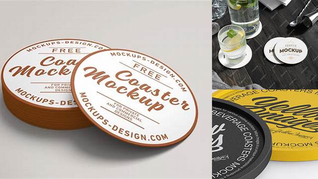 9059+ Two Textured Beverage Coasters PSD Mockup Exclusive Free Photoshop Mockup