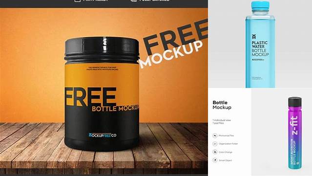 9061+ Glossy Plastic Sport Nutrition Bottle PSD Mockup Front View High-Angle Shot Exclusive Free Photoshop Asset