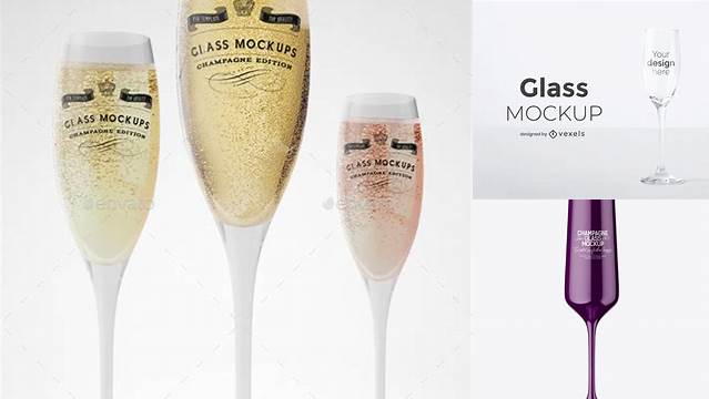 9063+ Champagne Glossy Glass PSD Mockup Smart PNG Image