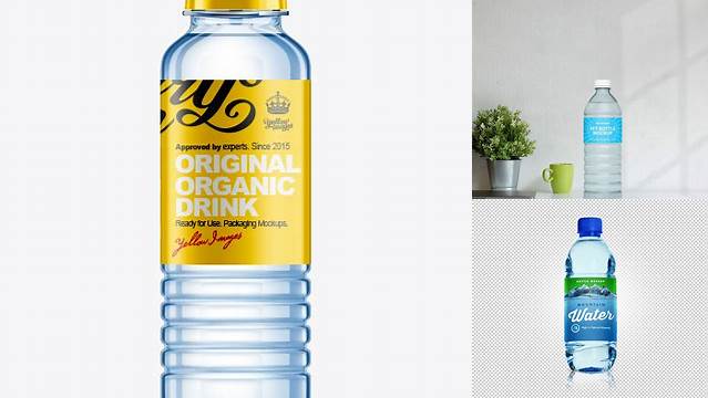 9063+ Square PET Water Bottle with Paper Label PSD Mockup Free PSD for Creatives