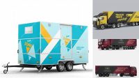 9063+ ?ement Trailer PSD Mockup Side View Exclusive Free Photoshop Mockup