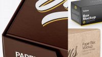 9068+ Paper Box Half Side View High-Angle Shot PSD Mockup Custom PSD Mockup Template