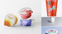 9074+ Matte Yogurt Cup PSD Mockup Front View Exclusive PSD Design Freebie