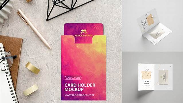 9075+ Kraft Gift Card with Card Holder PSD Mockup Free Graphic Mockup PSD