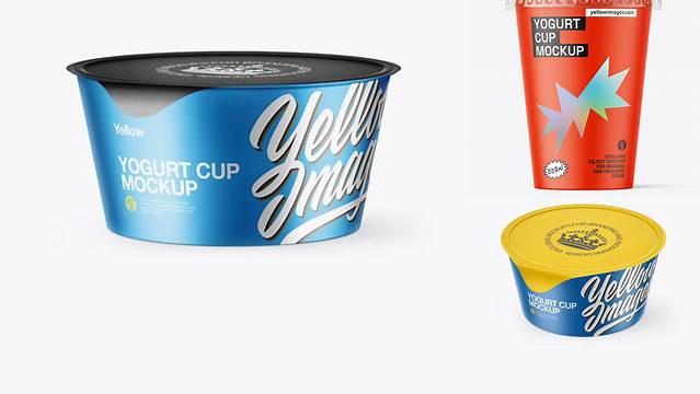 9084+ Matte Yogurt Cup PSD Mockup High Angle Shot Premium Free Graphic Resource