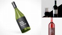 9085+ Green Glass Bottle with Red Wine PSD Mockup High-Quality PSD Files