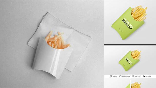 909+ Paper French Fries Box Medium size Custom Mockup PSD for Free