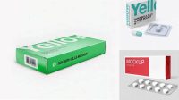 9090+ Two Glossy Boxes with Pills PSD Mockup Half Side View Digital Photoshop Free Mockup