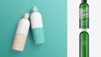 9091+ 250ml PET Green Cosmetic Bottle PSD Mockup Advanced Editable Template Free