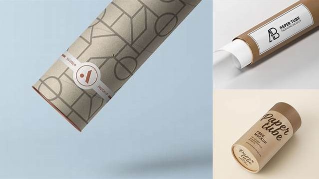 9092+ Glossy Metallic Tube With Paper Label PSD Mockup Front View Exclusive Free Photoshop Asset