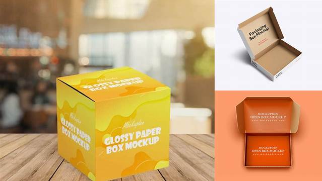 9093+ Glossy Opened Box PSD Mockup Half Side View Free PSD for Creatives