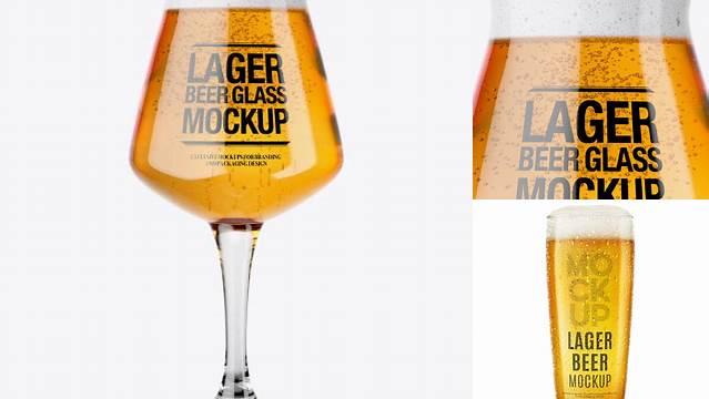 9096+ Teku Glass With Lager Beer PSD Mockup Premium Freebie for Designers