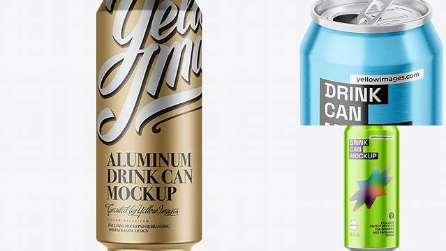 9097+ 500ml Matte Metallic Aluminium Can PSD Mockup High-End PSD Download