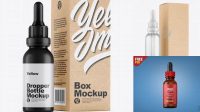 9097+ Matte Dropper Bottle with Kraft Box PSD Mockup Exclusive PSD Design Freebie