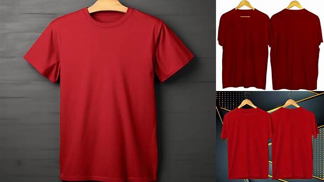 9098+ Mockup Kaos Merah Maroon Easy Editable