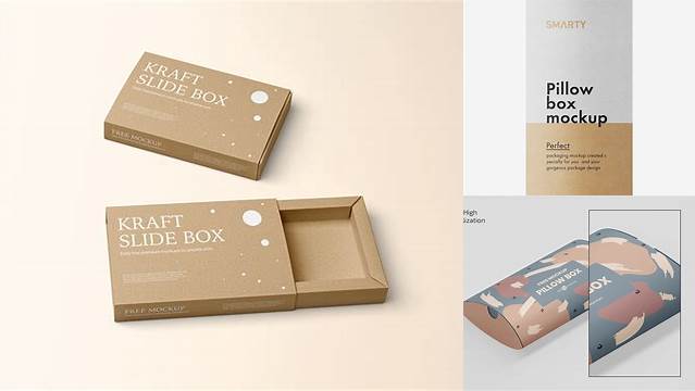 9099+ Kraft Pillow Box PSD Mockup Top View Custom Graphic Mockup File