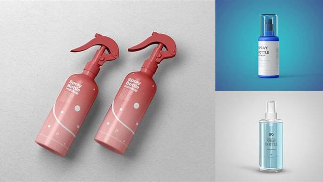 9099+ Olive Spray Bottle with Transparent ?ap PSD Mockup Exclusive Free PSD Mockups