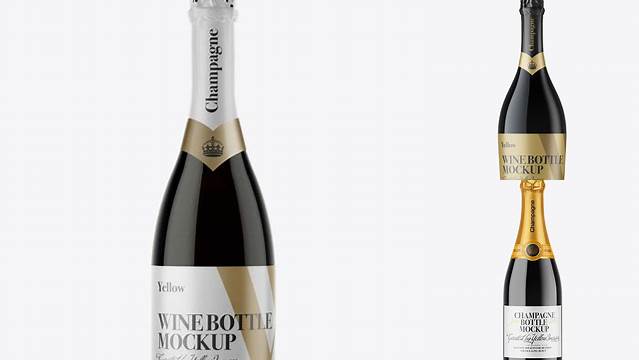 9101+ Dark Glass Champagne Bottle PSD Mockup Front View Free Graphic Design Mockup File