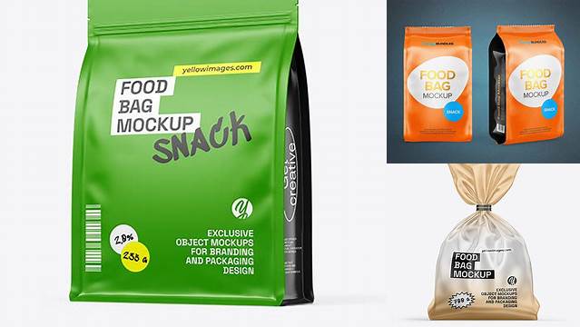 9101+ Matte Metallic Food Bag PSD Mockup Downloadable PSD Design Template