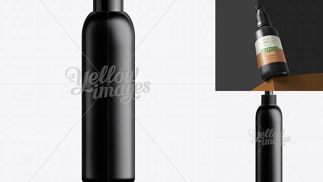 9104+ Black Plastic Cosmetic Bottle with Cap 200 ml Free PSD Mockup Resource