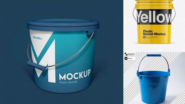 9104+ Plastic Bucket PSD Mockup Front View High Angle Shot Download Free