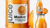 9108+ 750ml Clear Glass Orange Juice Bottle PSD Mockup Elegant and Versatile PSD Resource